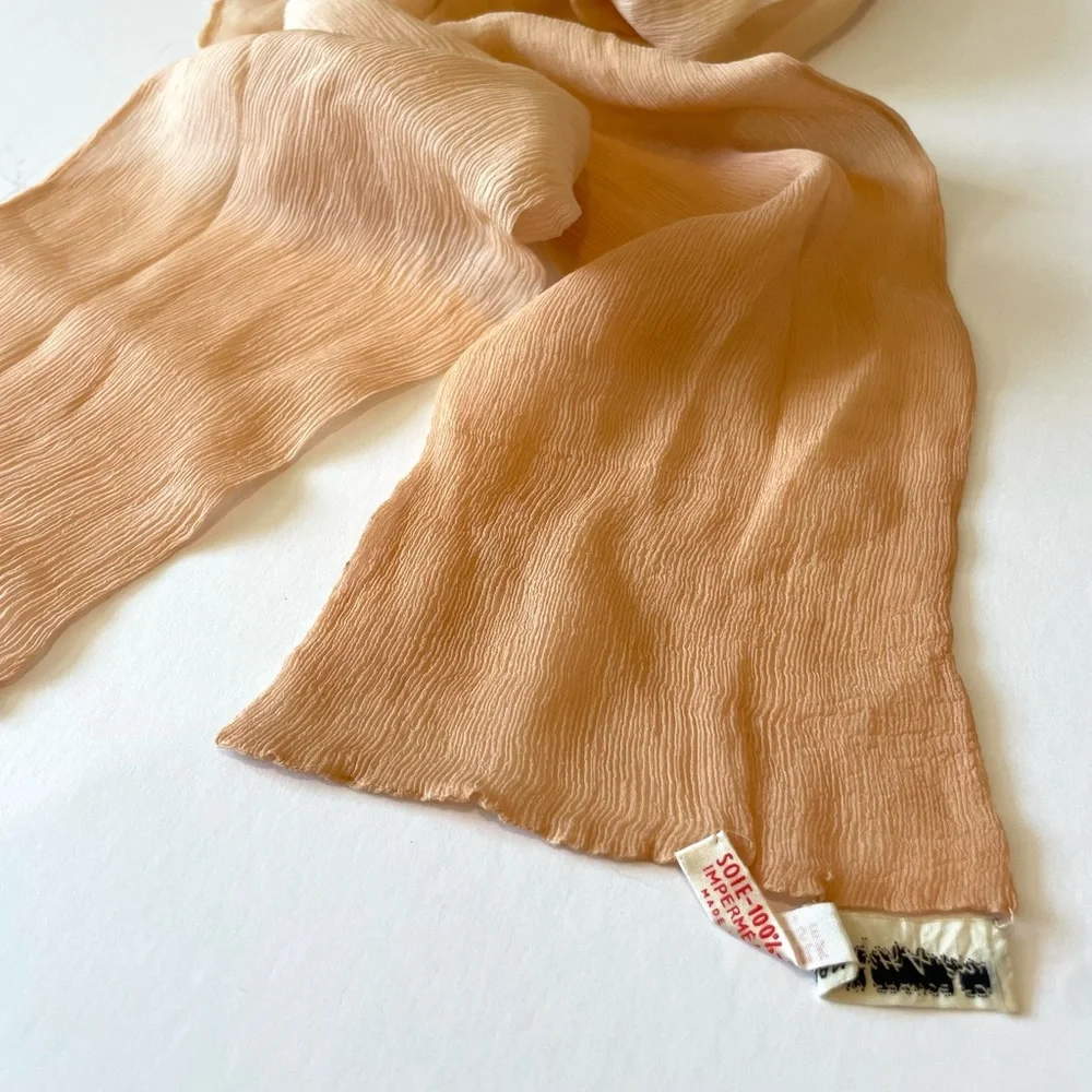 Saks Fifth Avenue Ombre Peach to Cream Silk Scarf